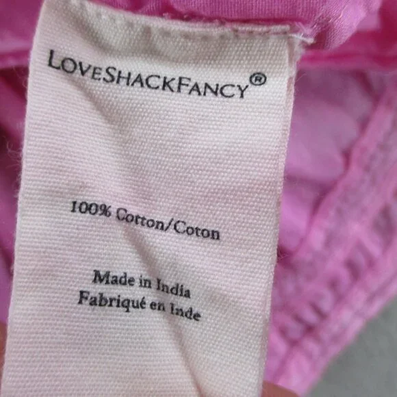 EUC LoveShackFancy Mini Dress Womens Medium Bordeaux Pink Hand Dye - Picture 6 of 11